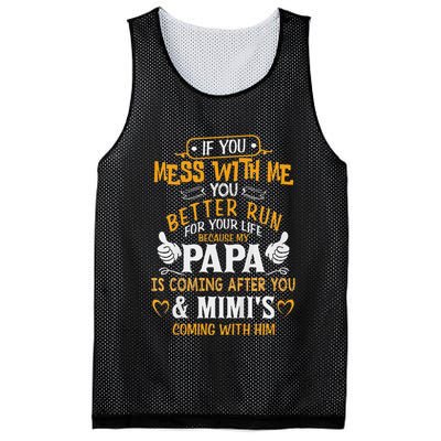 Kids Funny If You Mess With Me My Papa And Mimi Is Coming Mesh Reversible Basketball Jersey Tank