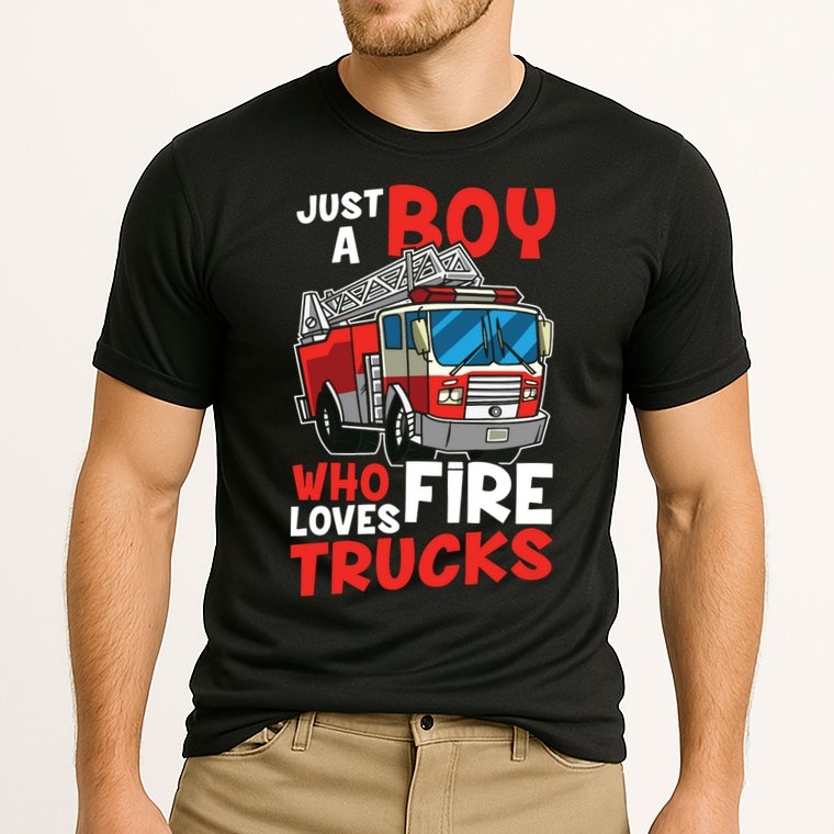 Kids Firefighter Just A Boy Who Loves Fire Trucks Cooling Performance Crew T-Shirt