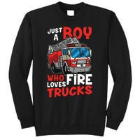 Kids Firefighter Just A Boy Who Loves Fire Trucks Sweatshirt