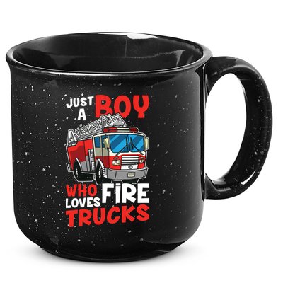 Kids Firefighter Just A Boy Who Loves Fire Trucks 15oz Campfire Ceramic Mug