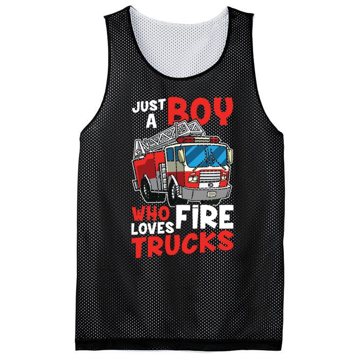 Kids Firefighter Just A Boy Who Loves Fire Trucks Mesh Reversible Basketball Jersey Tank