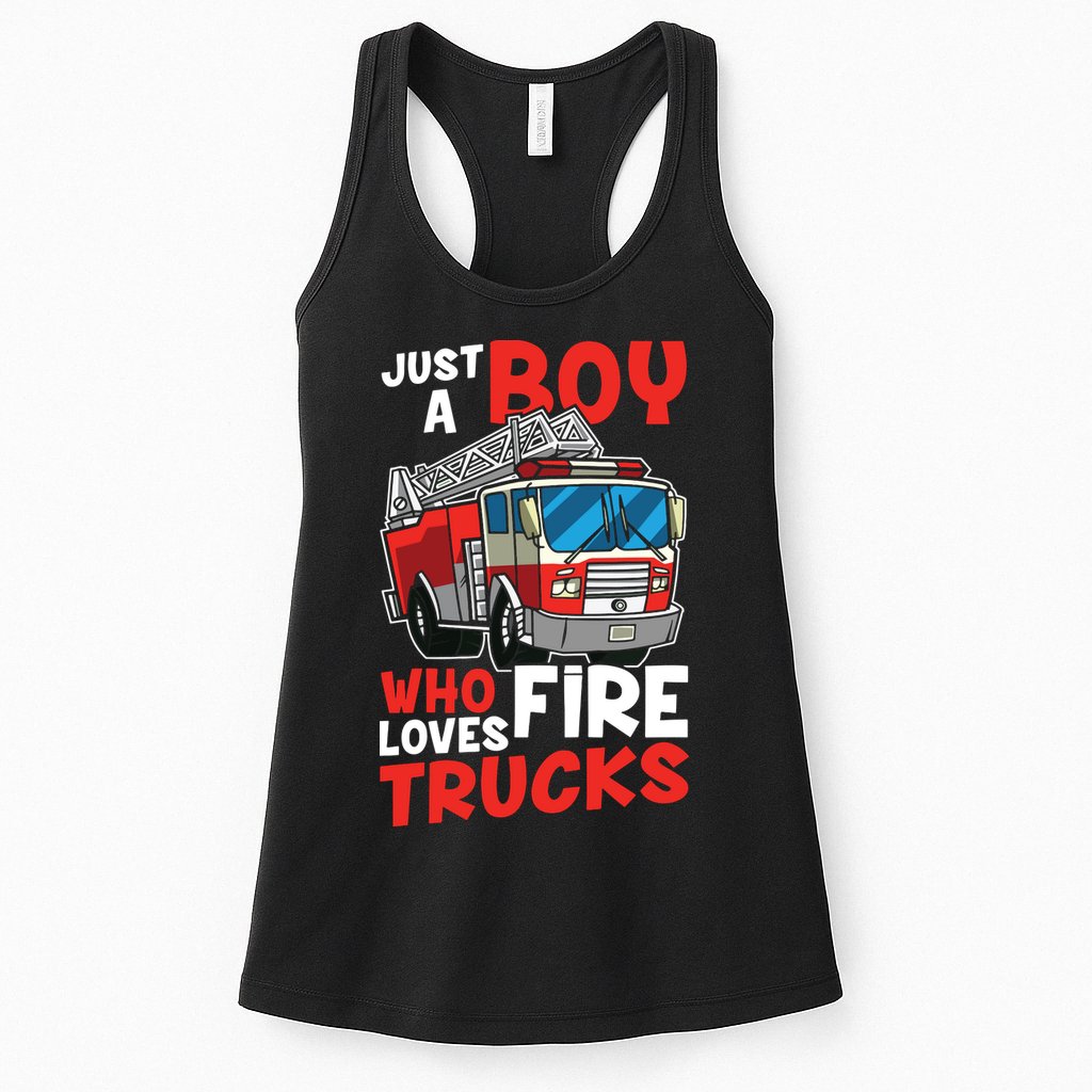 Kids Firefighter Just A Boy Who Loves Fire Trucks Womens Tank Top