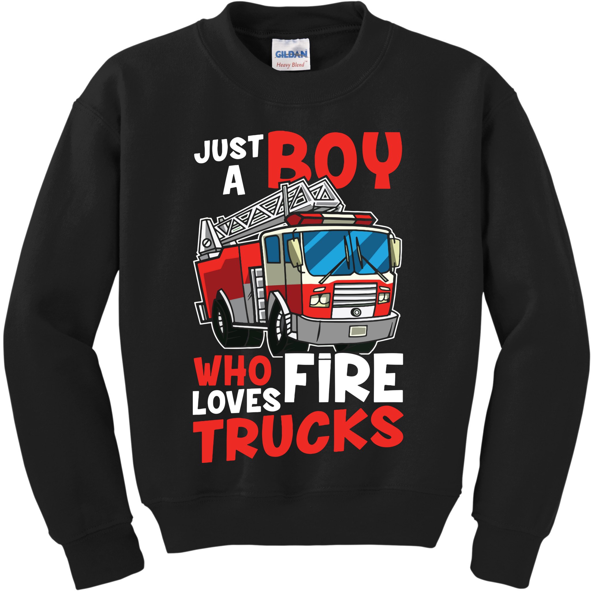 Kids Firefighter Just A Boy Who Loves Fire Trucks Kids Sweatshirt
