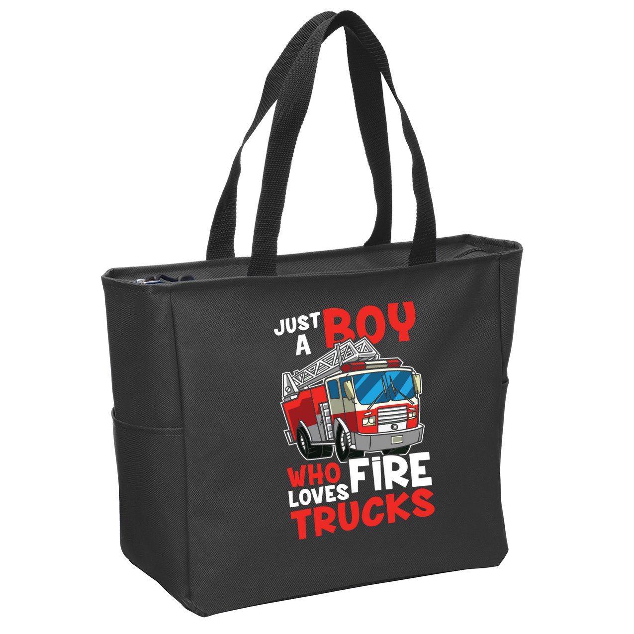 Kids Firefighter Just A Boy Who Loves Fire Trucks Zip Tote Bag
