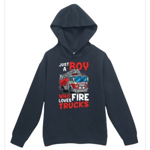 Kids Firefighter Just A Boy Who Loves Fire Trucks Urban Pullover Hoodie