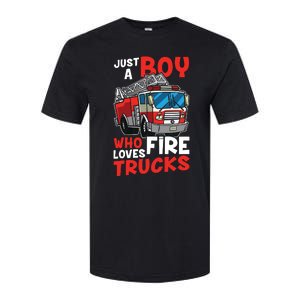 Kids Firefighter Just A Boy Who Loves Fire Trucks Softstyle CVC T-Shirt