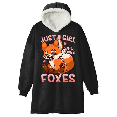 Kids Fox Just A Girl Who Loves Foxes Hooded Wearable Blanket