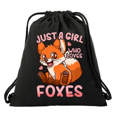 Kids Fox Just A Girl Who Loves Foxes Drawstring Bag