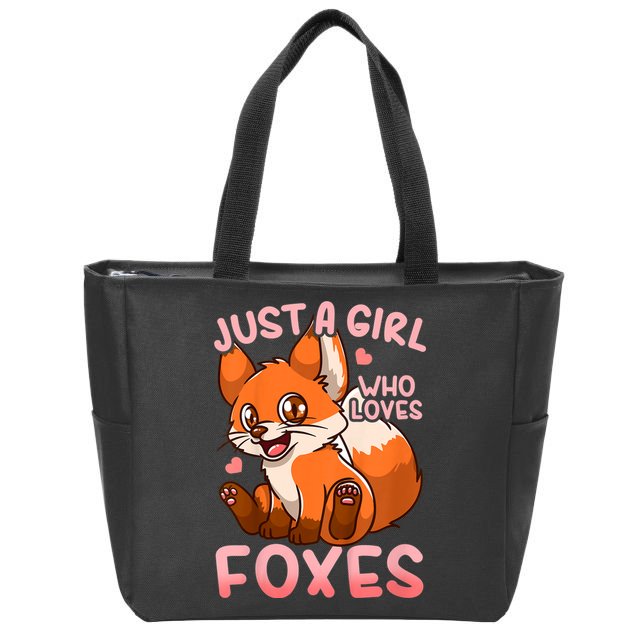 Kids Fox Just A Girl Who Loves Foxes Zip Tote Bag