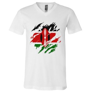 Kenyan Flag Kenya V-Neck T-Shirt