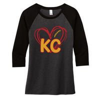 Kc Football Women's Tri-Blend 3/4-Sleeve Raglan Shirt