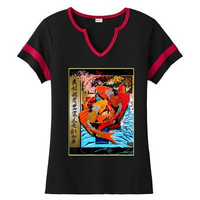 Koi Fish Ladies Halftime Notch Neck Tee