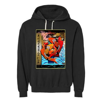 Koi Fish Garment-Dyed Fleece Hoodie