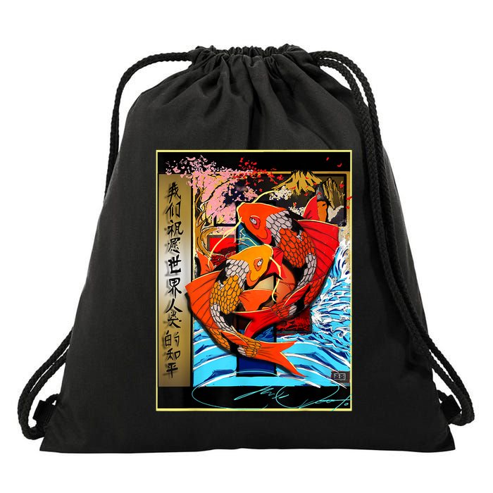 Koi Fish Drawstring Bag