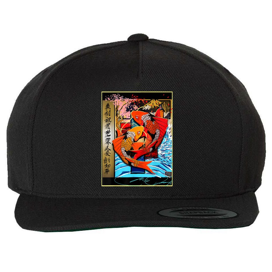 Koi Fish Wool Snapback Cap