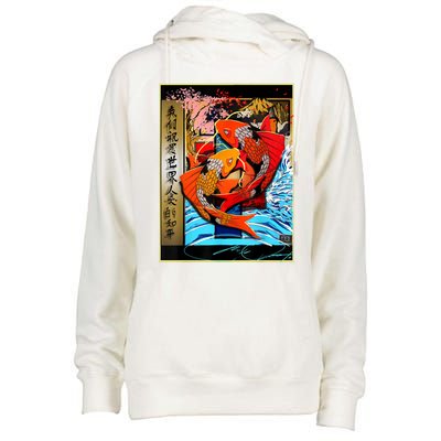 Koi Fish Womens Funnel Neck Pullover Hood