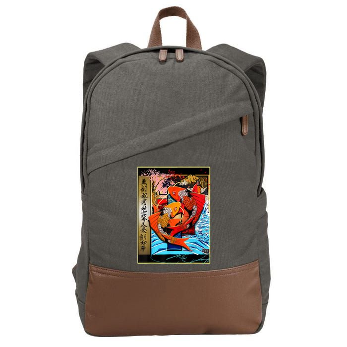 Koi Fish Cotton Canvas Backpack