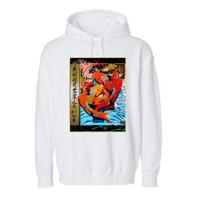 Koi Fish Garment-Dyed Fleece Hoodie