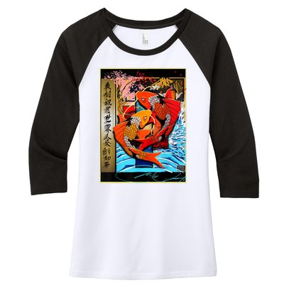 Koi Fish Women's Tri-Blend 3/4-Sleeve Raglan Shirt