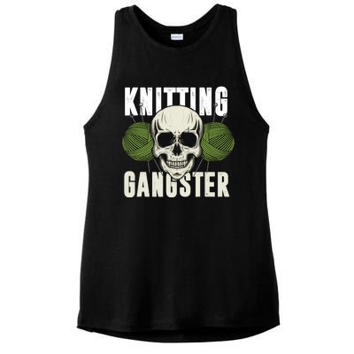 Knitting Funny Knitting Gangster Quote Knitting Lover Ladies PosiCharge Tri-Blend Wicking Tank