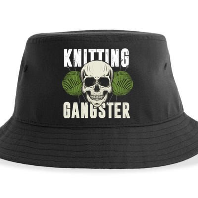 Knitting Funny Knitting Gangster Quote Knitting Lover Sustainable Bucket Hat