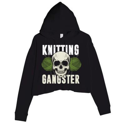 Knitting Funny Knitting Gangster Quote Knitting Lover Crop Fleece Hoodie