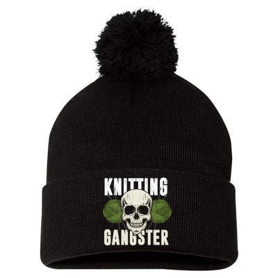 Knitting Funny Knitting Gangster Quote Knitting Lover Pom Pom 12in Knit Beanie