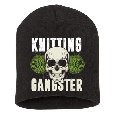 Knitting Funny Knitting Gangster Quote Knitting Lover Short Acrylic Beanie