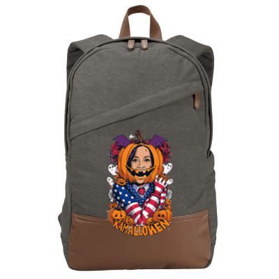 Kamalloween Funny Kamala Harris 2024 Witch Halloween Costume Cotton Canvas Backpack