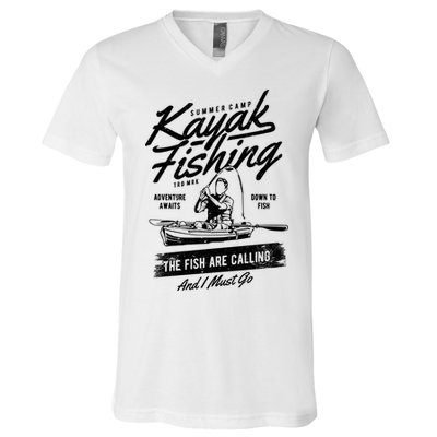 Kayak Fishing V-Neck T-Shirt