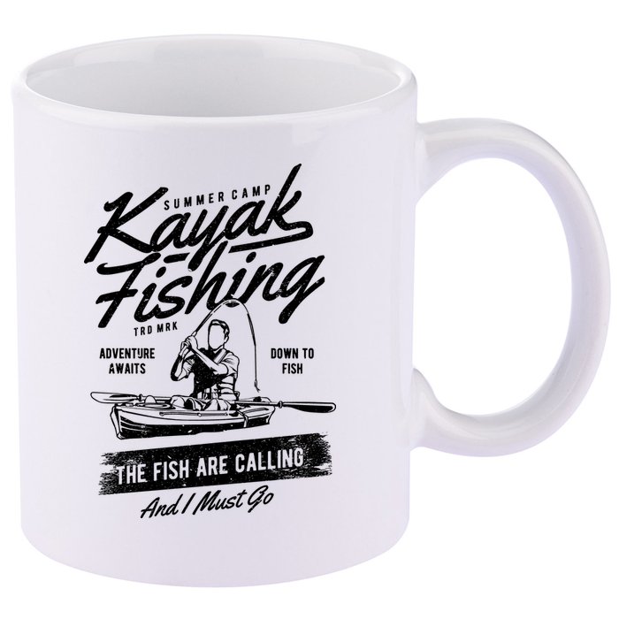 Kayak Fishing 11oz C Handle Ceramic Mug