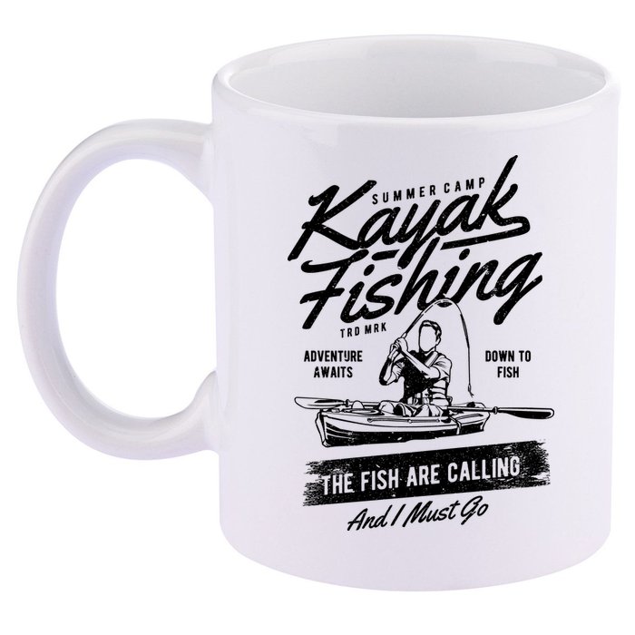 Kayak Fishing 11oz C Handle Ceramic Mug