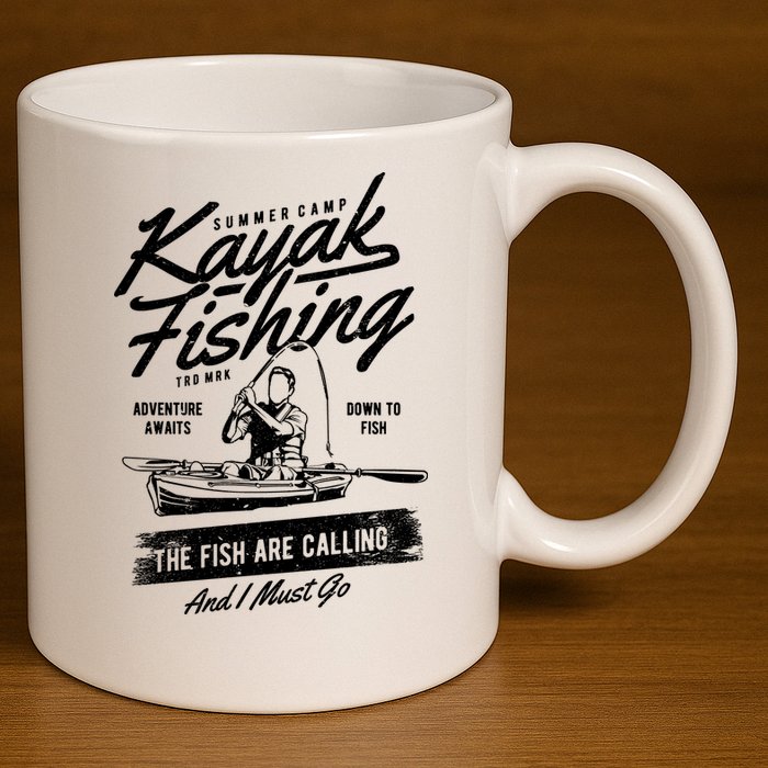 Kayak Fishing 11oz C Handle Ceramic Mug