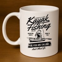 Kayak Fishing 11oz C Handle Ceramic Mug