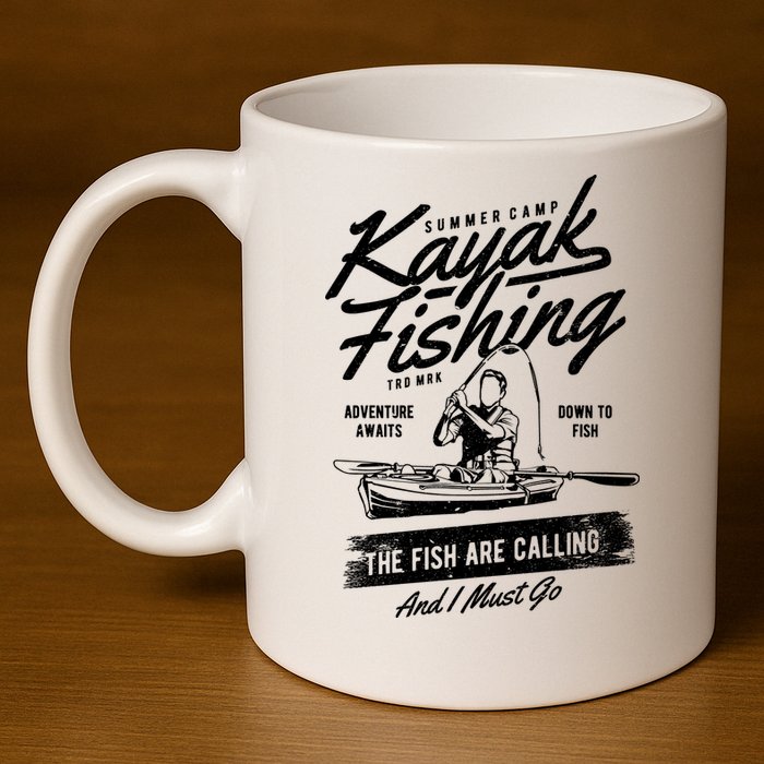 Kayak Fishing 11oz C Handle Ceramic Mug