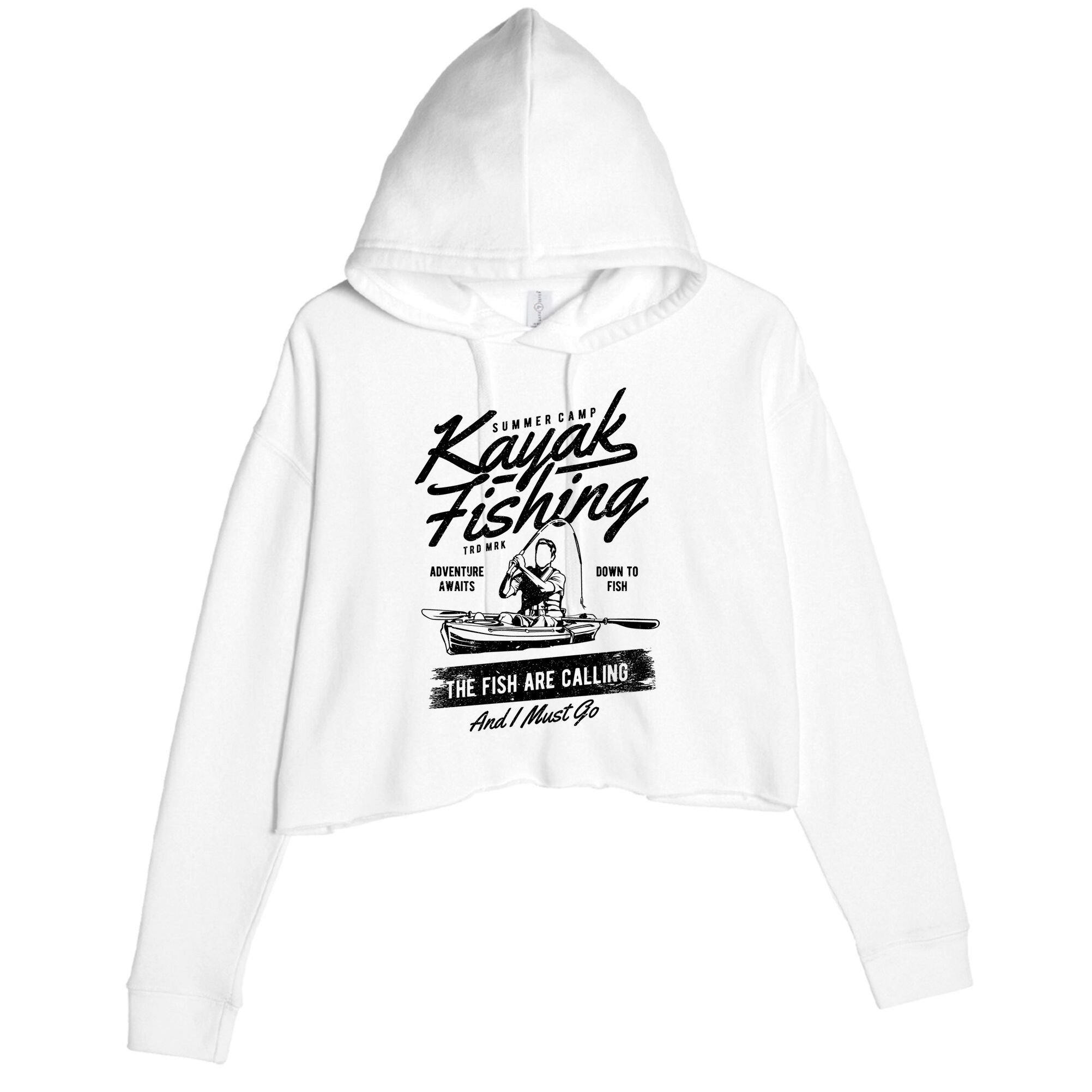 Kayak Fishing Crop Fleece Hoodie