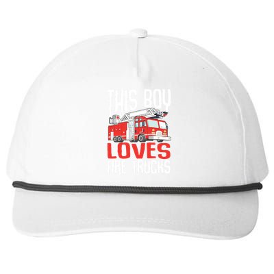 Kids Firefighter Kids Funny This Boy Loves Fire Trucks Snapback Five-Panel Rope Hat