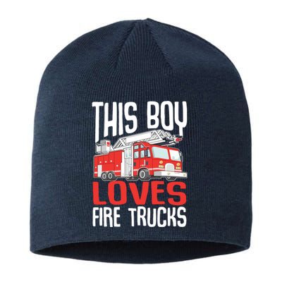 Kids Firefighter Kids Funny This Boy Loves Fire Trucks Sustainable Beanie