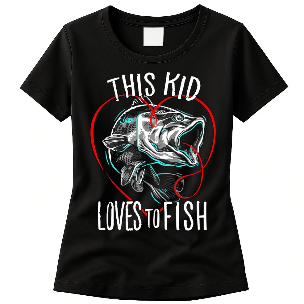 Kids Fishing Loves To Fish Womens T-Shirt
