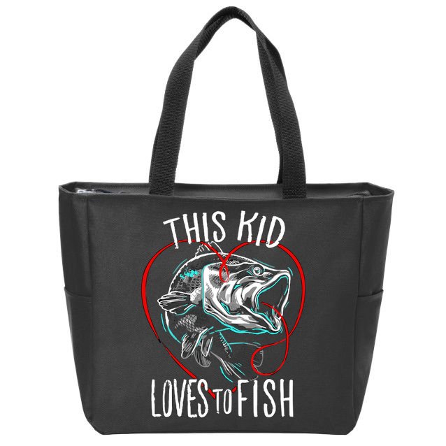 Kids Fishing Loves To Fish Zip Tote Bag