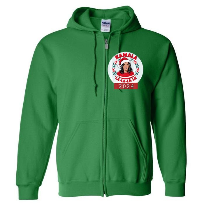 Kamala Fa La La La Funny Christmas 2024 Holiday Harris Walz Premium Full Zip Hoodie