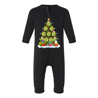 Kiwi Fruit Lover Xmas Lights Funny Kiwi Fruit Christmas Tree Gift Infant Fleece One Piece