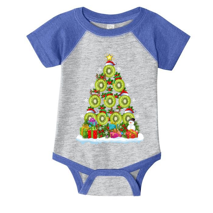 Kiwi Fruit Lover Xmas Lights Funny Kiwi Fruit Christmas Tree Gift Infant Baby Jersey Bodysuit