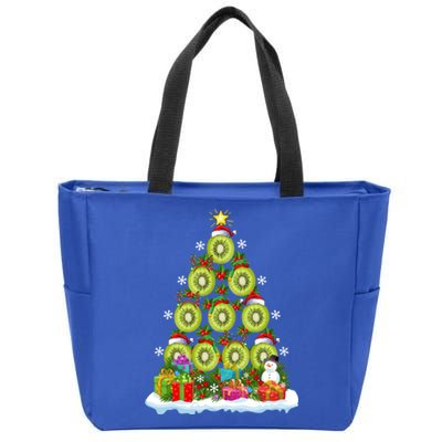 Kiwi Fruit Lover Xmas Lights Funny Kiwi Fruit Christmas Tree Gift Zip Tote Bag