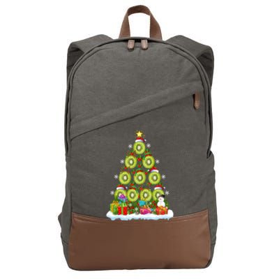 Kiwi Fruit Lover Xmas Lights Funny Kiwi Fruit Christmas Tree Gift Cotton Canvas Backpack