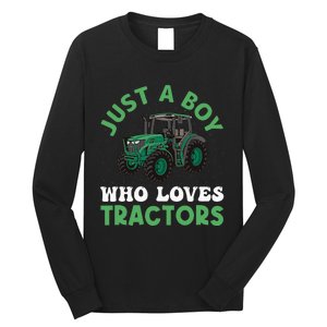 Kids Farm Lifestyle Just A Boy Who Loves Tractors Long Sleeve Shirt