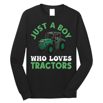 Kids Farm Lifestyle Just A Boy Who Loves Tractors Long Sleeve Shirt