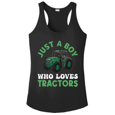 Kids Farm Lifestyle Just A Boy Who Loves Tractors Ladies PosiCharge Competitor Racerback Tank