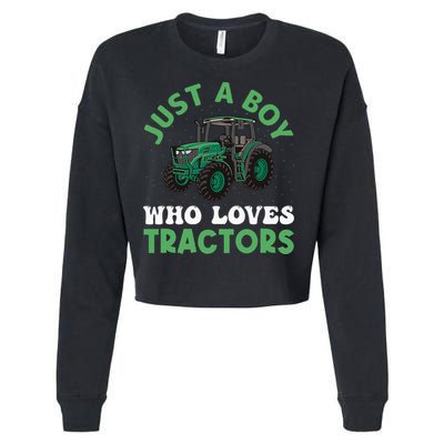 Kids Farm Lifestyle Just A Boy Who Loves Tractors Cropped Pullover Crew