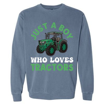 Kids Farm Lifestyle Just A Boy Who Loves Tractors Garment-Dyed Sweatshirt